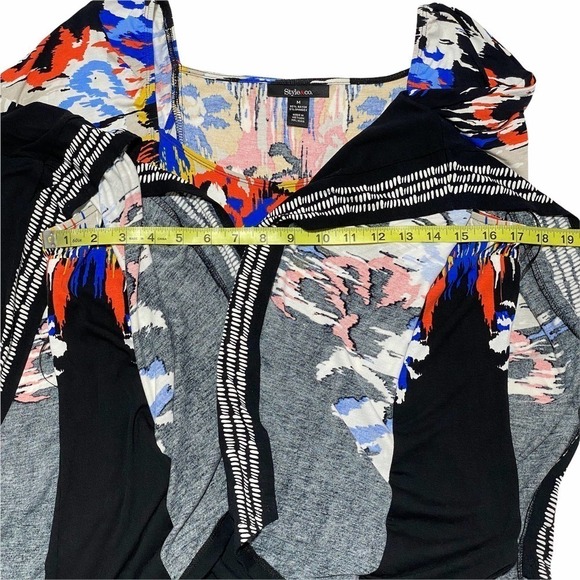 STYLE & Co Multicolor Printed Black Poncho Blouse - Picture 7 of 10